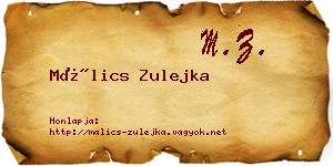 Málics Zulejka névjegykártya